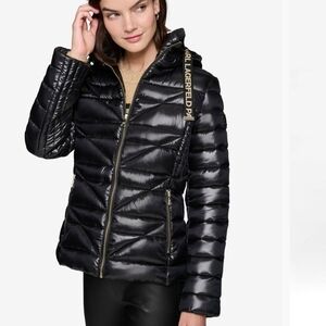 Karl Lagerfeld Drawstring Hooded Puffer